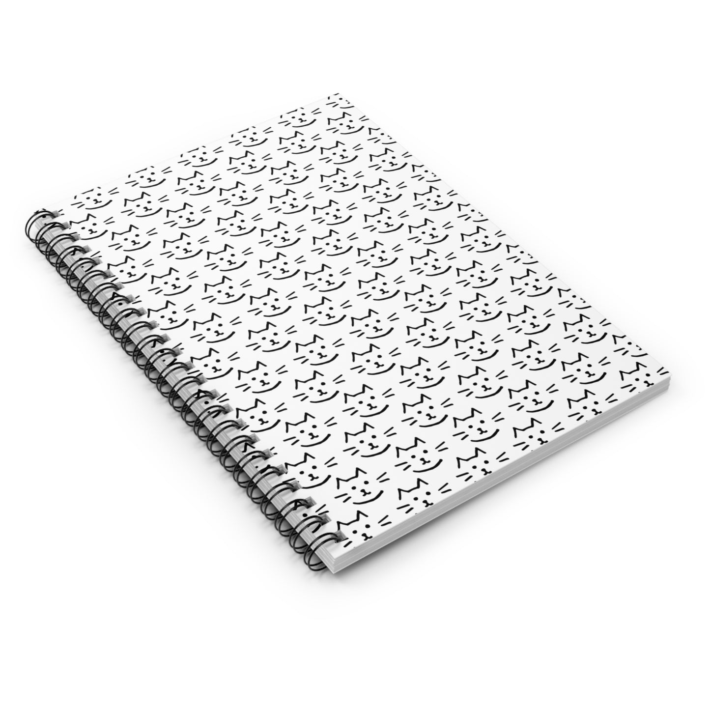 Doodle Kitty Face Spiral Notebook - Ruled Line