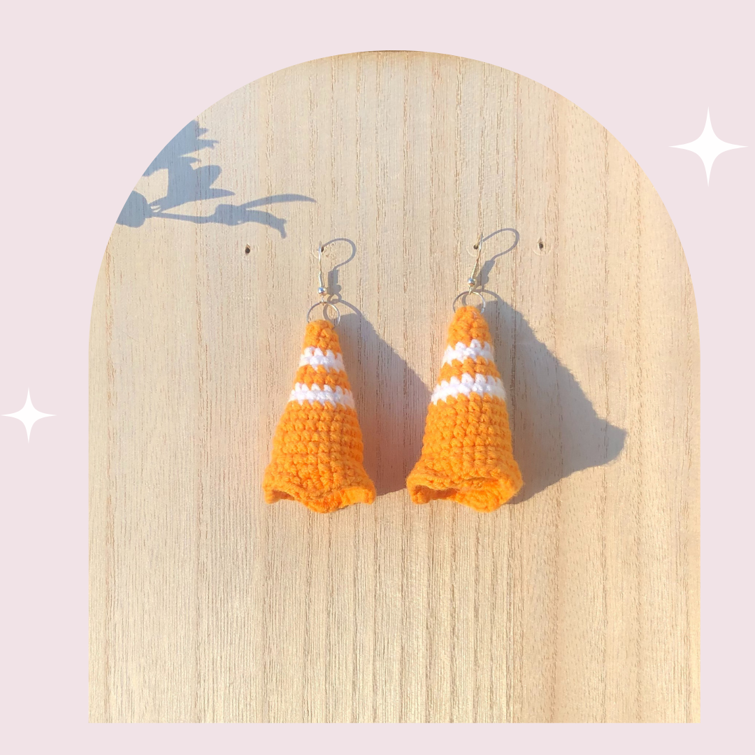 Crochet Traffic Cone Earrings