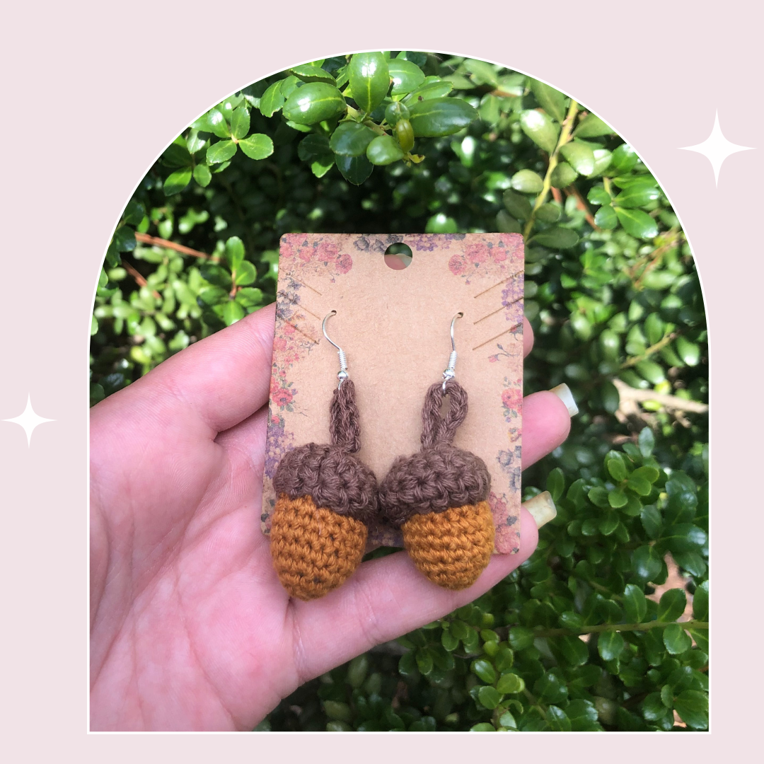 Crochet Acorn Earrings