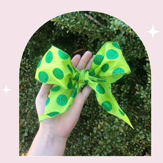 Sparkly Green Spotted Bow