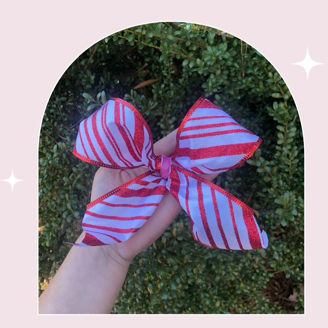 Red and White Striped Bow