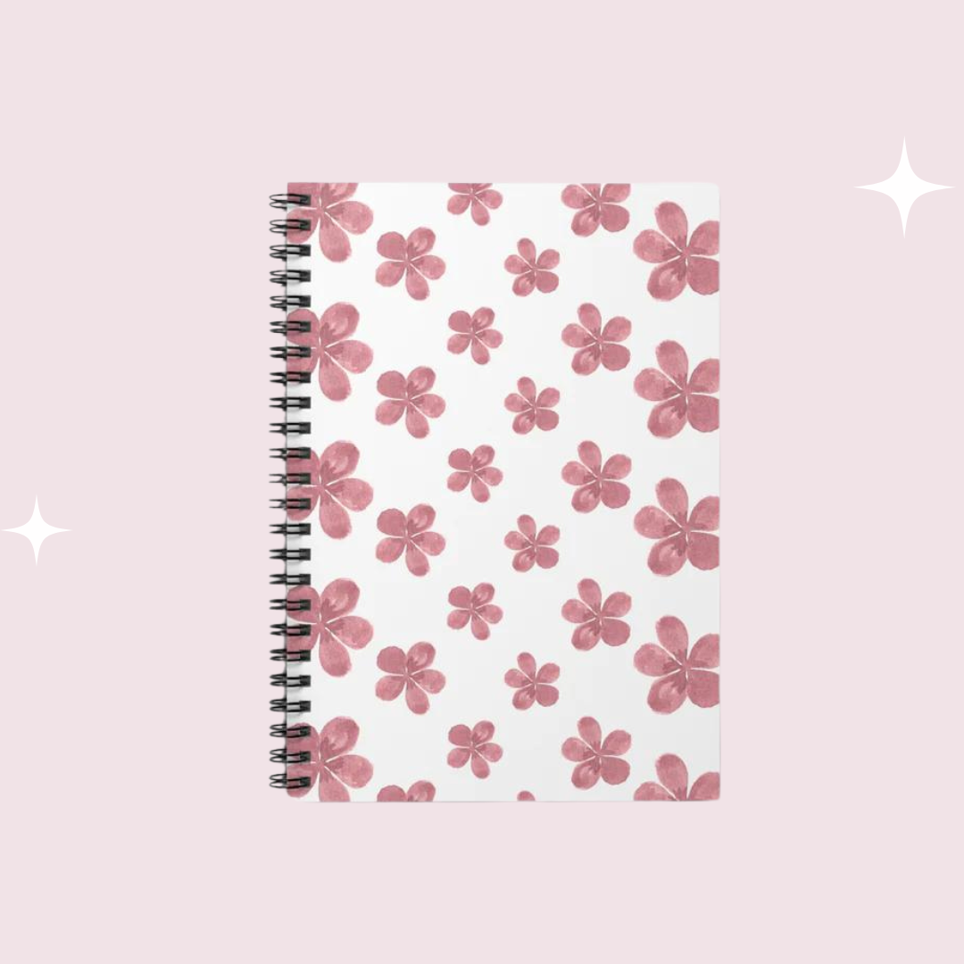 Vintage Pink Flower Spiral Notebook - Ruled Line