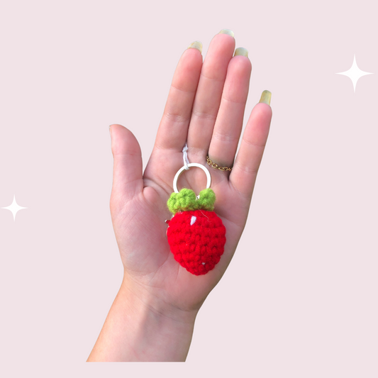 Crochet Strawberry Keychain