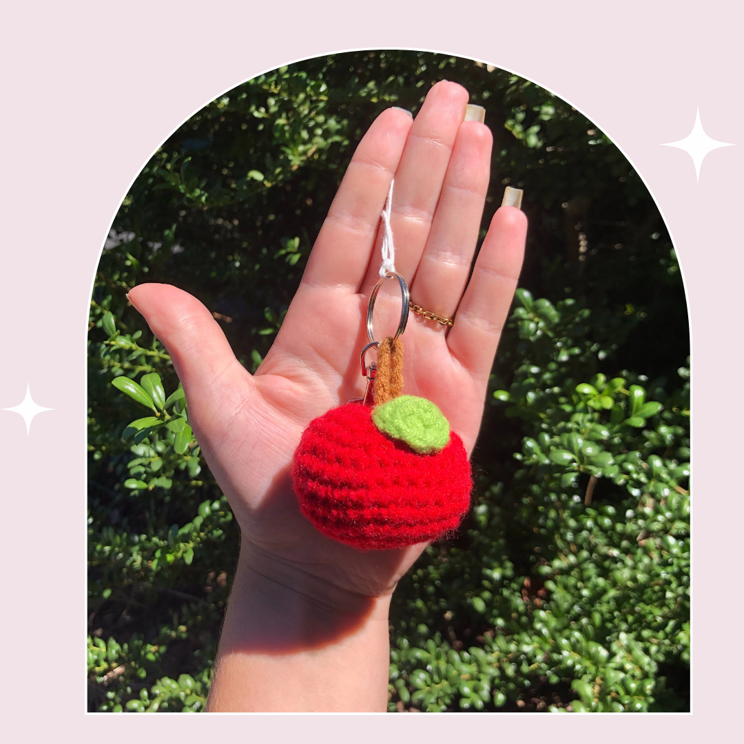Crochet Apple Keychain